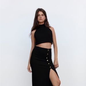 Zara twill halter top in black